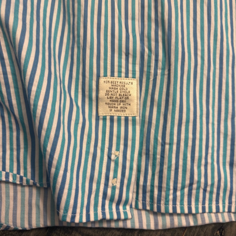 Vintage Peter Millar‎ Blue and White Striped Dress Shirt Long Sleeve Size XXL - Picture 3 of 5